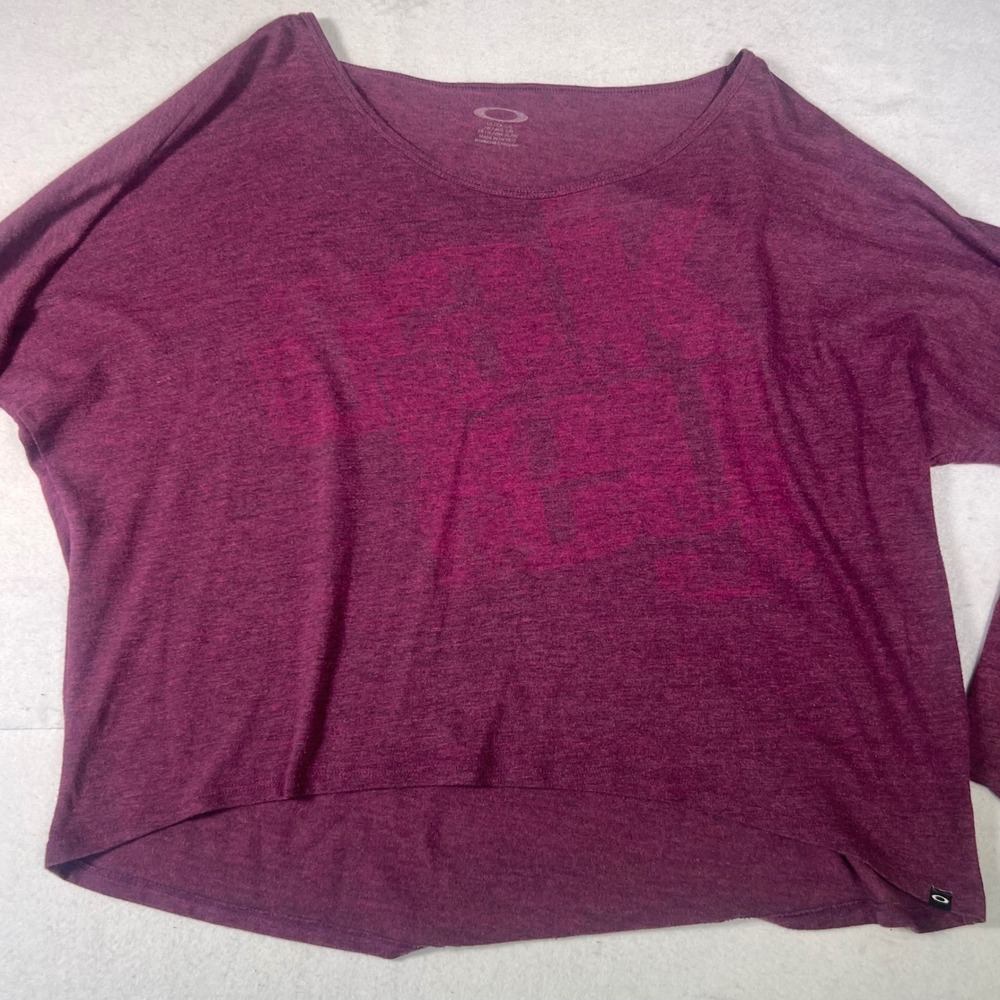 Oakley Long Sleeve Graphic Top Womens Large Burgundy Excellent